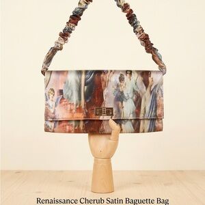 Renaissance Cherub Satin Baguette Bag in Multi-Color